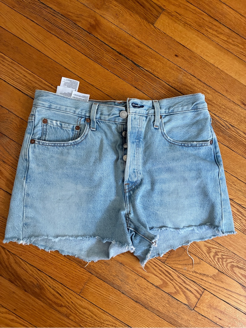 Levi's 501 Light Wash High-Rise Button-Fly Denim Cutoff Shorts - Picture 1 of 4